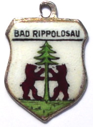 BAD RIPPOLDSAU, Germany - Vintage Silver Enamel Travel Shield Charm - Click Image to Close